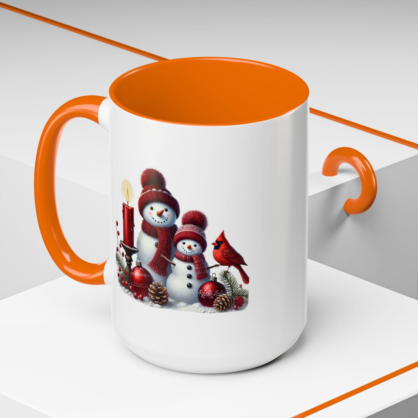 Christmas Mug - Burgundy Snowman Family