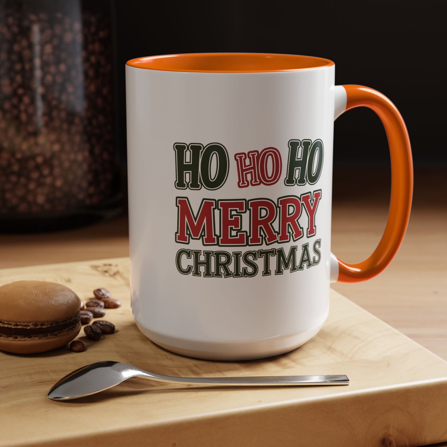 Christmas Mug - Ho Ho Ho Merry Christmas Green & Red Text