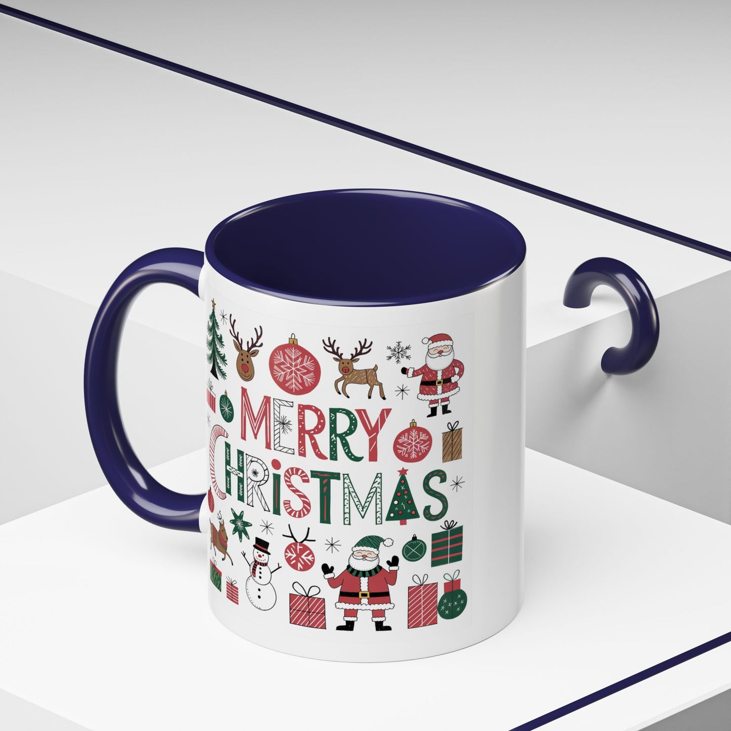 Christmas Mug - Merry Christmas Red White & Green Text Collage