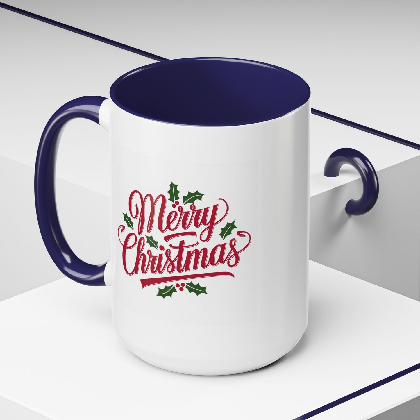 Christmas Mug - Merry Christmas Red Text Mistletoe
