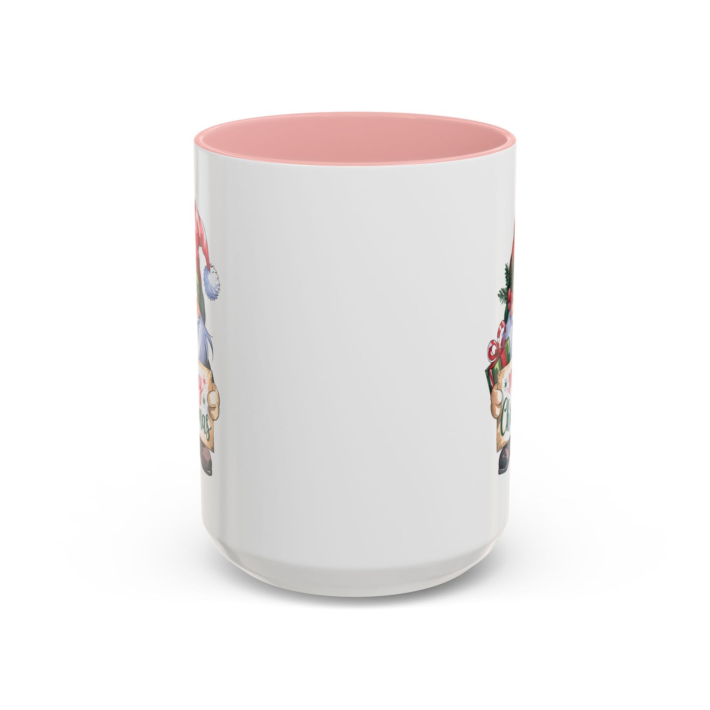 Christmas Mug - Merry Christmas Red & Green Text Gnome Present