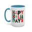 Christmas Mug - Happy Holidays Green Red & Blue Decorative Text