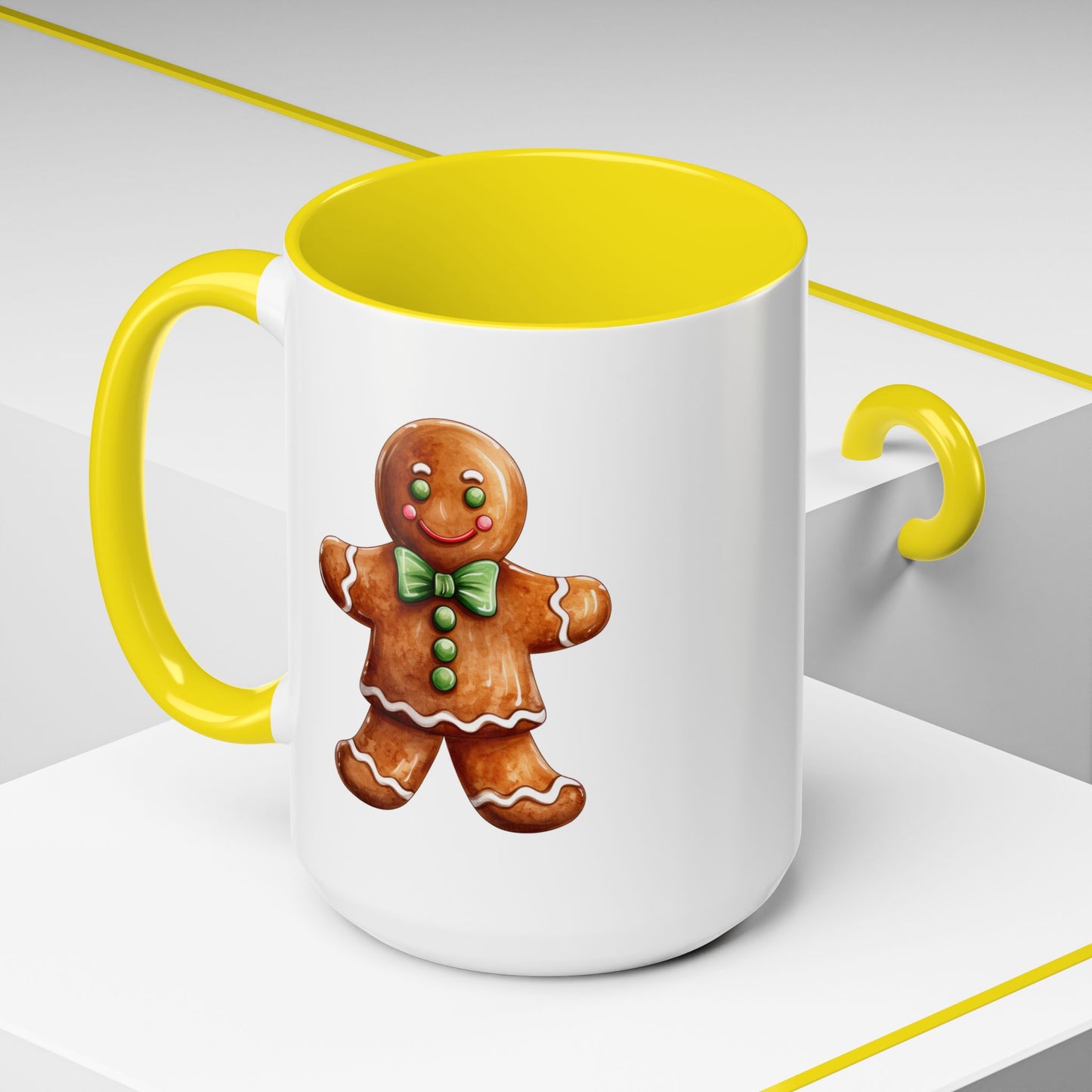 Christmas Mug - Gingerbread Man Green Bow