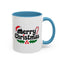 Christmas Mug - Merry Christmas Black Text Hat Cane Misletoe