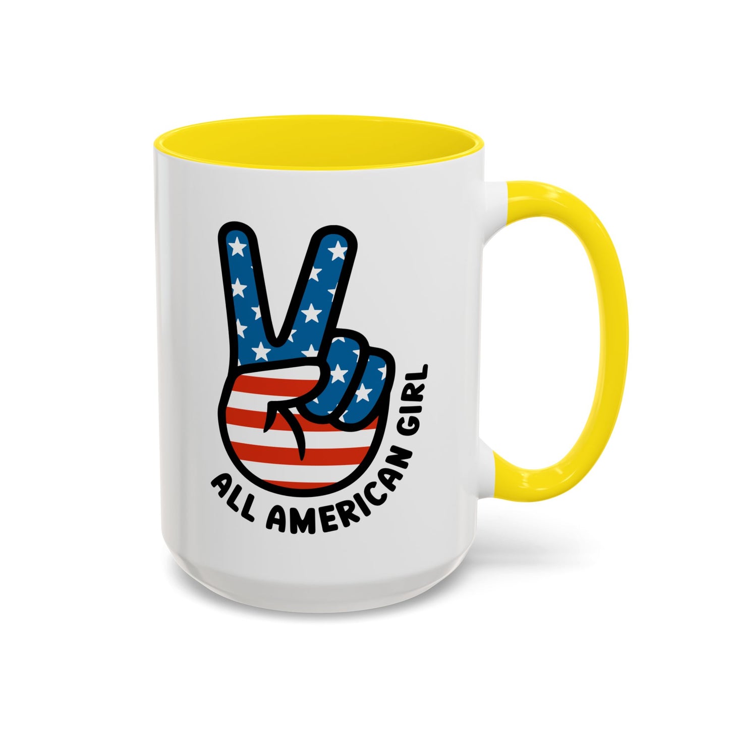 4th of July Mug - All American Girl Peace Sign