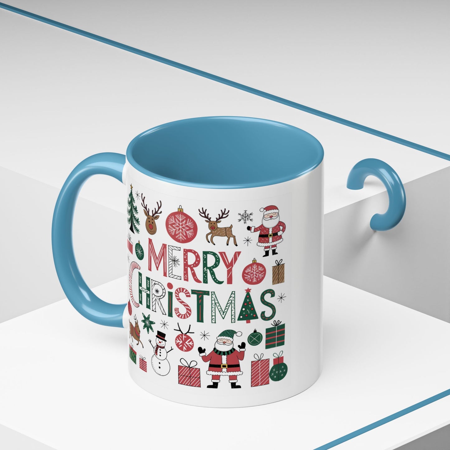 Christmas Mug - Merry Christmas Red White & Green Text Collage
