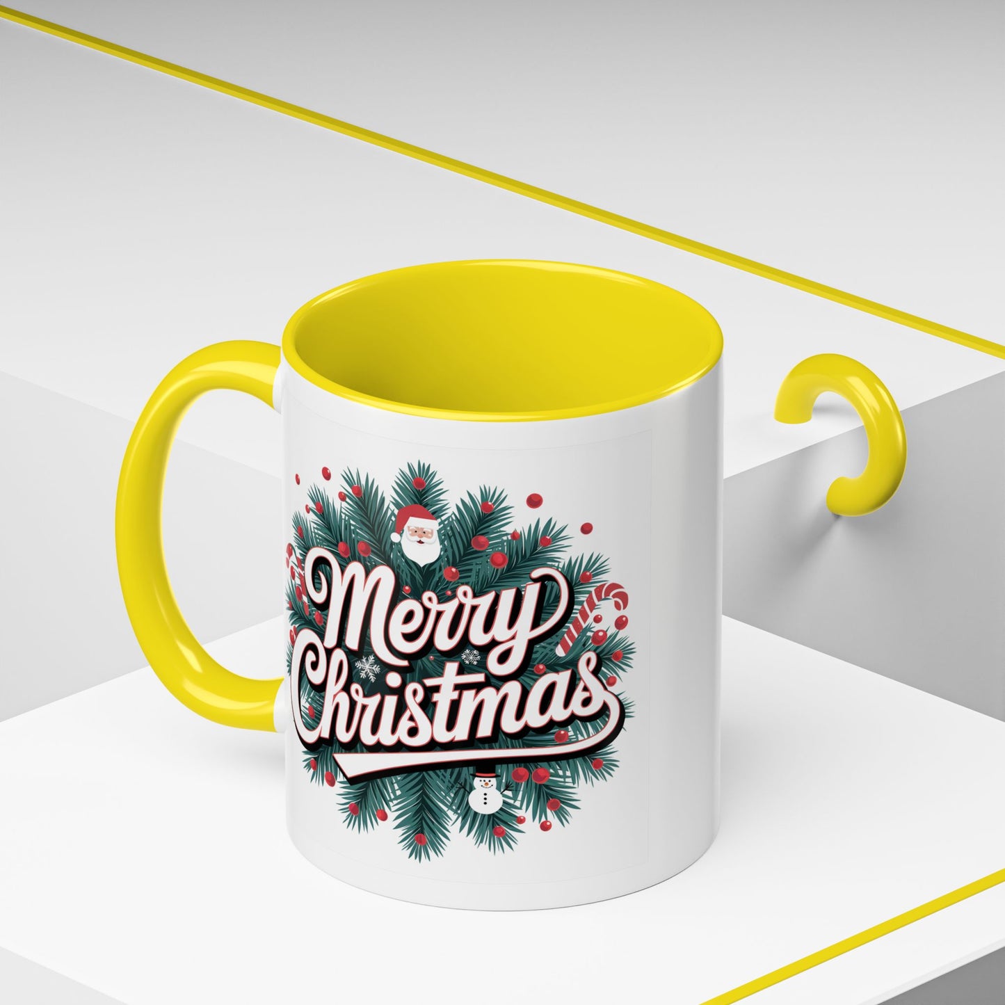 Christmas Mug - Merry Christmas White & Red Embossed Text