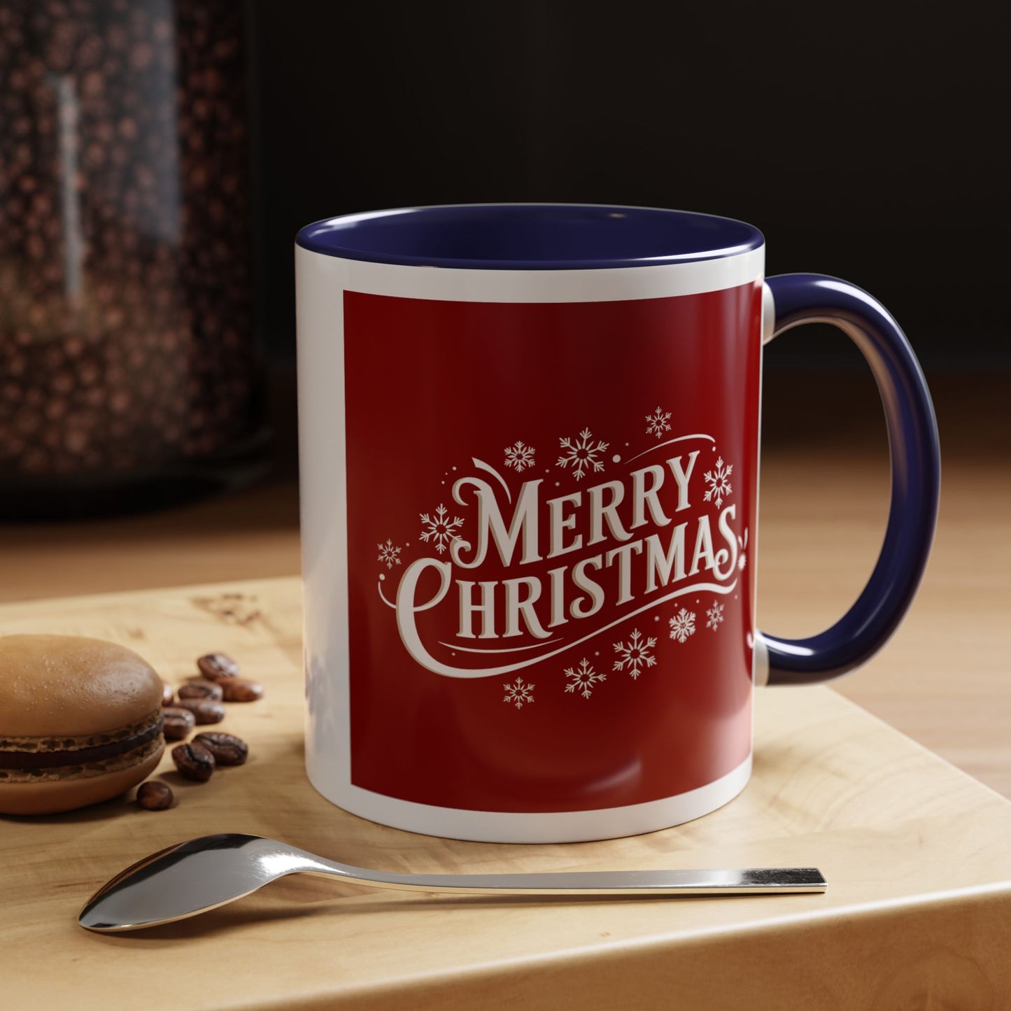 Christmas Mug - Merry Christmas White Text Maroon Background