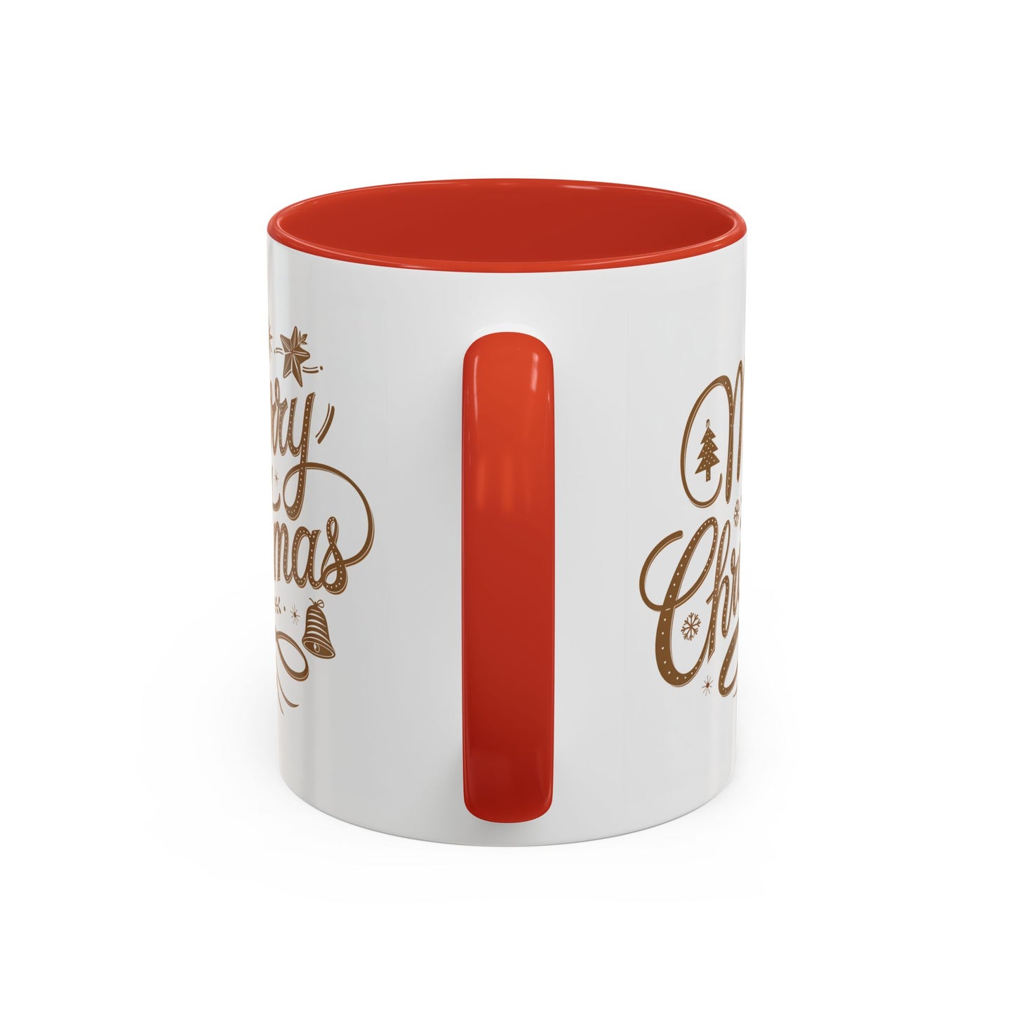 Christmas Mug - Merry Christmas Gold Text Tree Star Ornaments