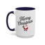 Christmas Mug - Merry Christmas Black Text Santa Present