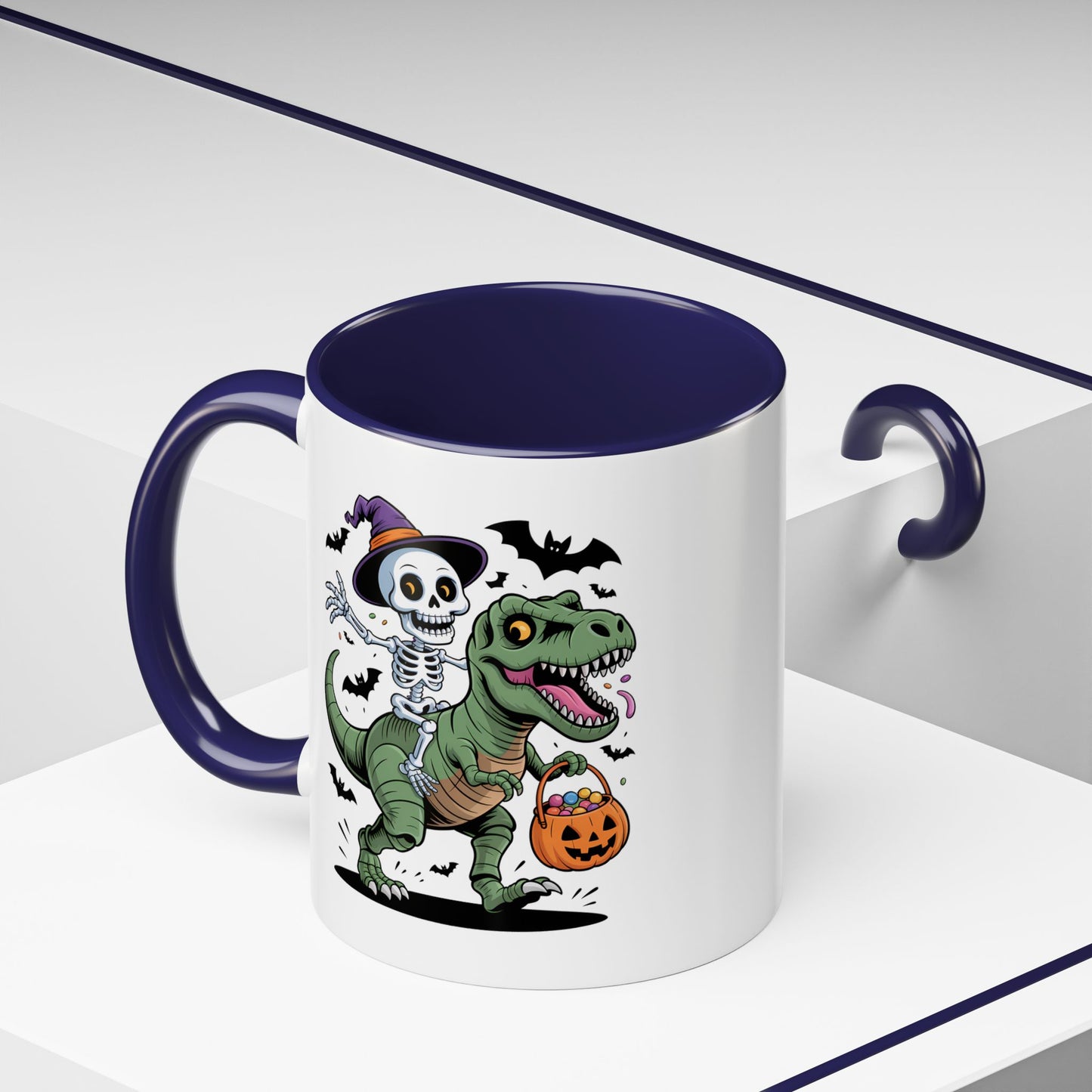 Halloween Mug - Skeleton Riding Dinosaur