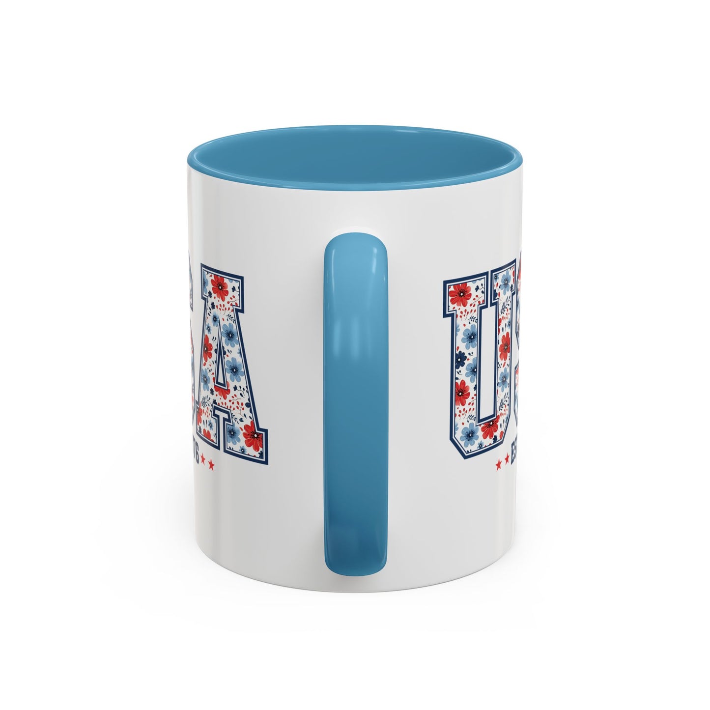 4th of July Mug - USA EST 1776 Floral