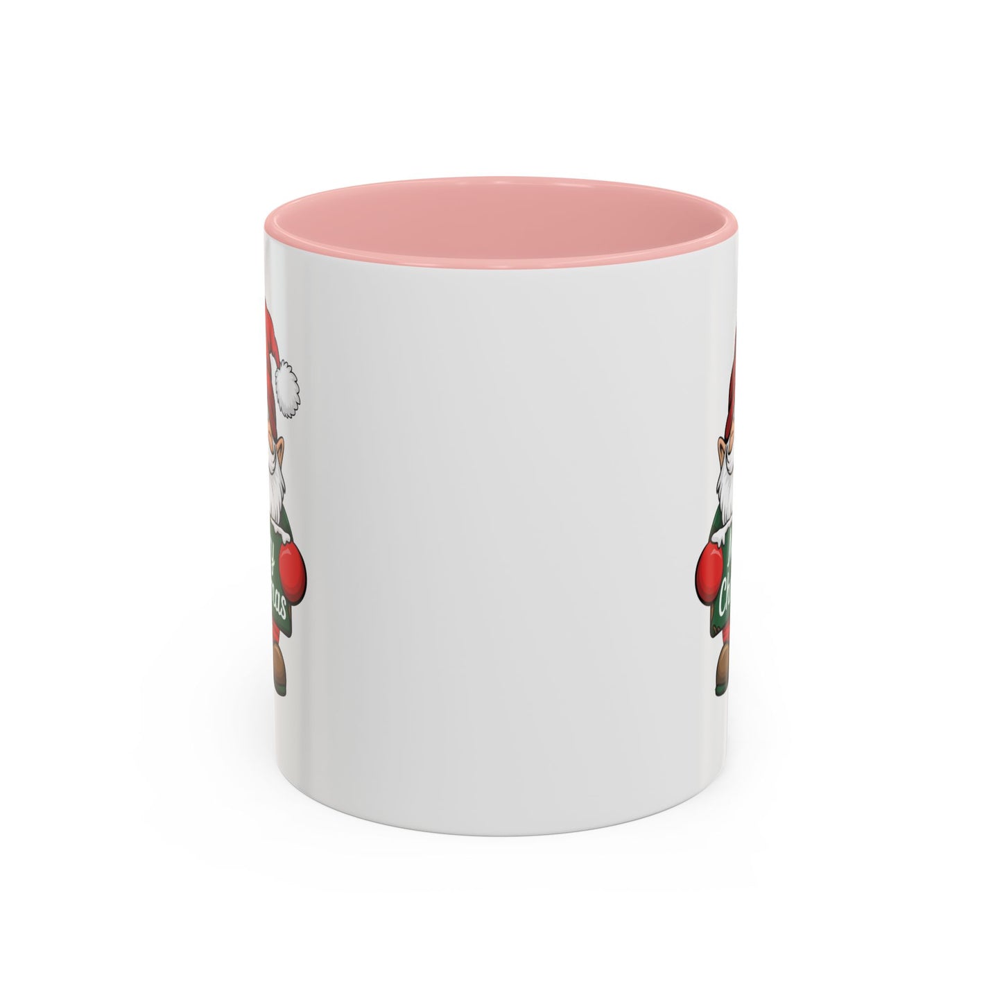 Christmas Mug - Merry Christmas White & Green Text Gnome Snow