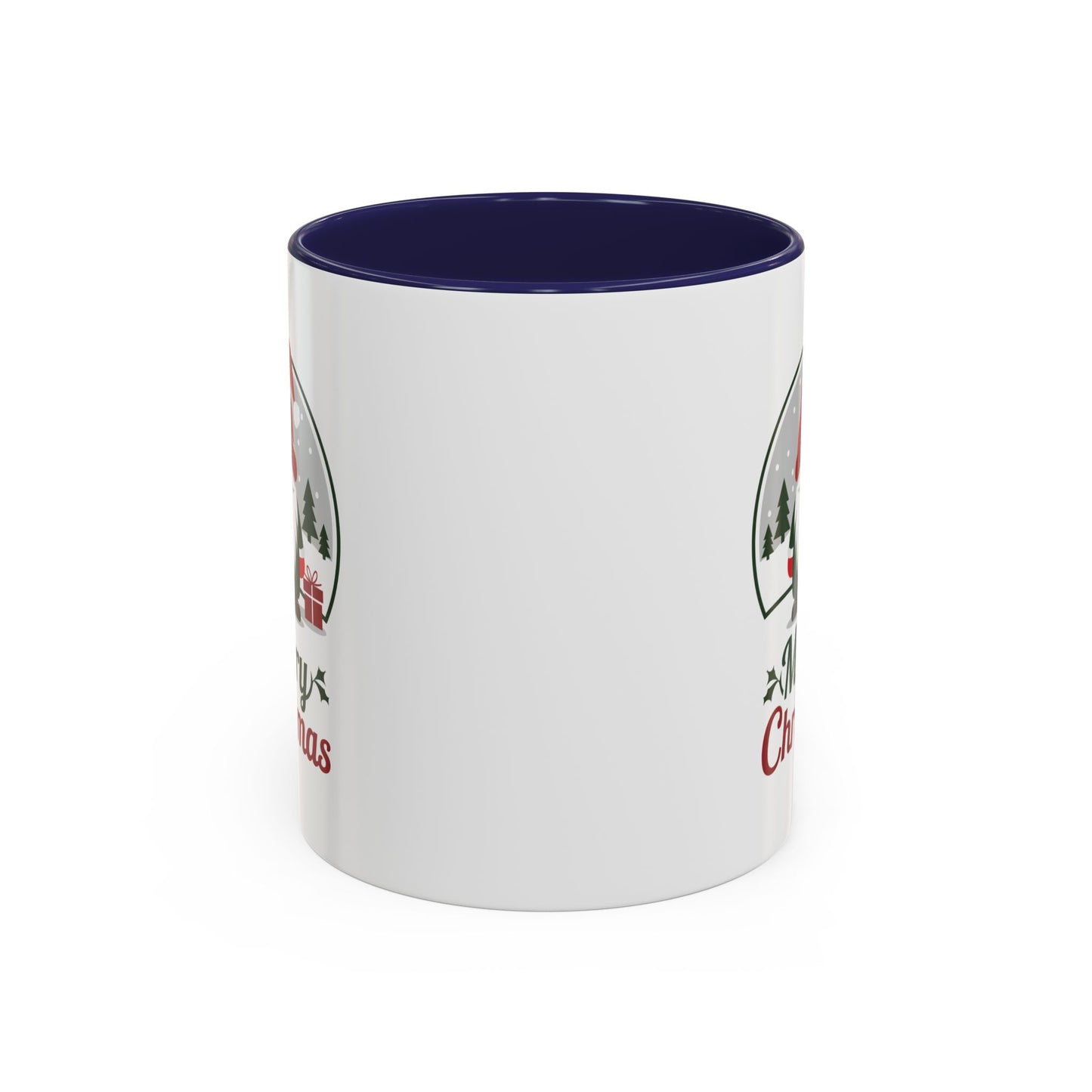 Christmas Mug - Merry Christmas Green & Red Text Gnome Present Trees