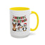 Christmas Mug - Red Green & Gold Text Reindeer Snowman Penguin