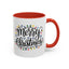 Christmas Mug - Merry Christmas Black Text Colored Lights