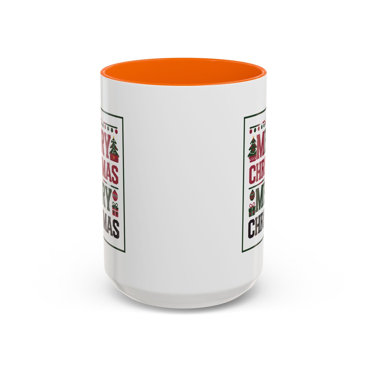 Christmas Mug - Merry Christmas Red Green & Black Text Trees Presents