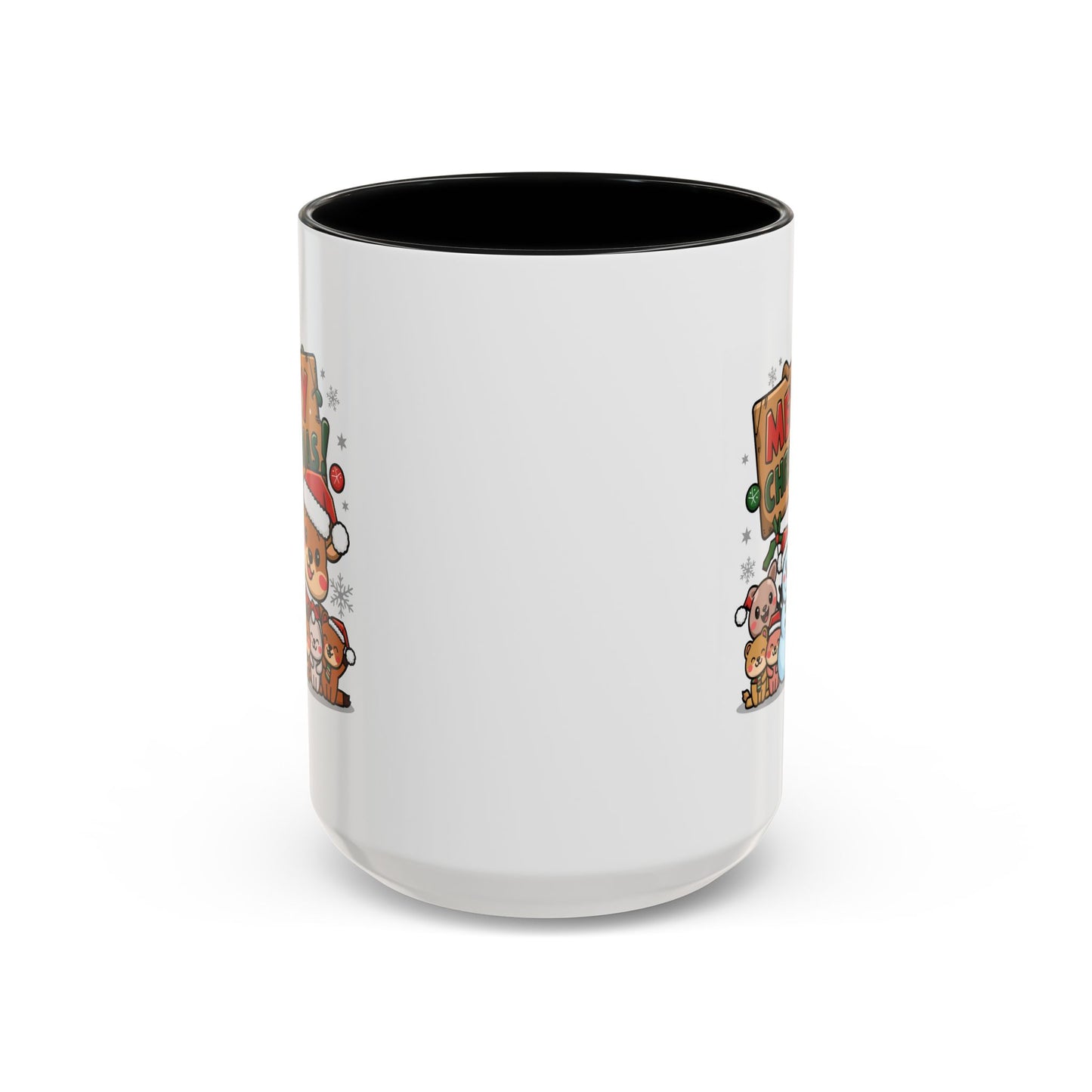 Christmas Mug - Merry Christmas Red & Green Text Reindeer Snowman