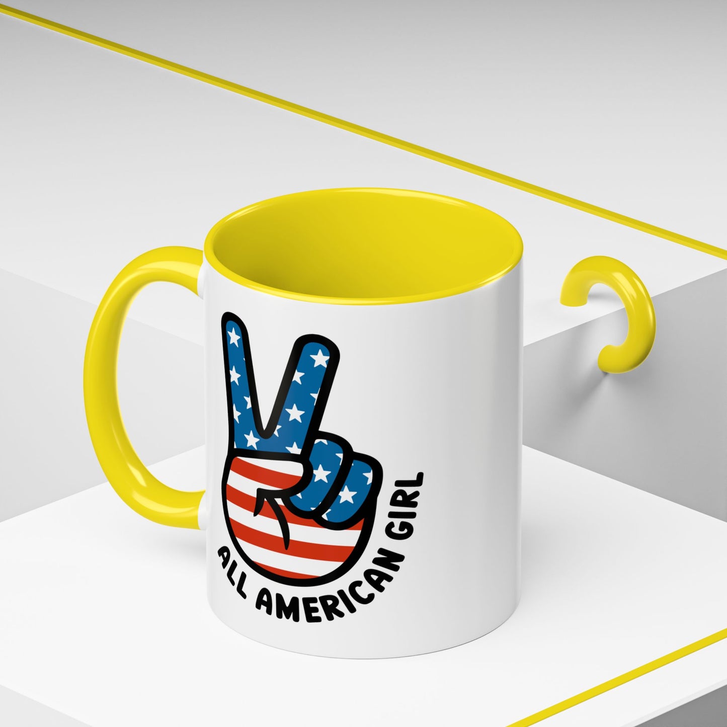 4th of July Mug - All American Girl Peace Sign