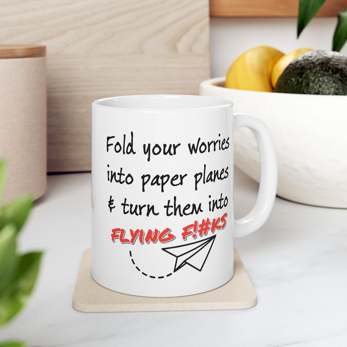 Humor Mug - Fold Your Worries Into Paper Planes