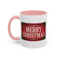 Christmas Mug - Merry Christmas Cream Text Maroon Background