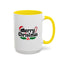 Christmas Mug - Merry Christmas Black Text Hat Cane Misletoe