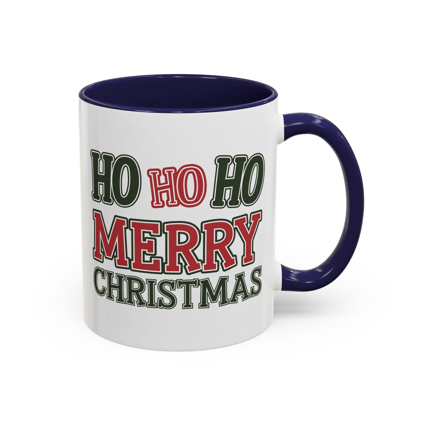 Christmas Mug - Ho Ho Ho Merry Christmas Green & Red Text
