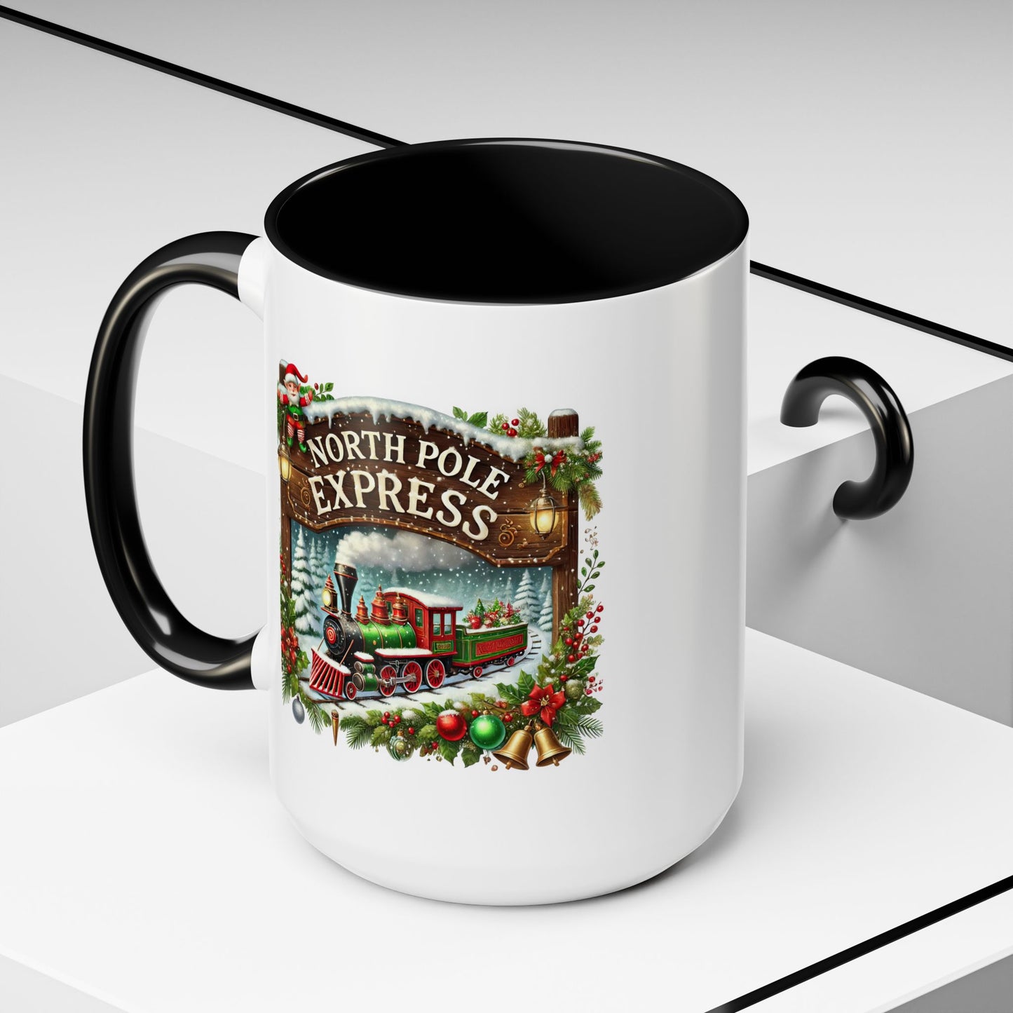 Christmas Mug - North Pole Express Steam Locomotive Ornaments