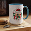 Christmas Mug - Grandma Claus Green Yellow & Red Text Hat Lights Stars