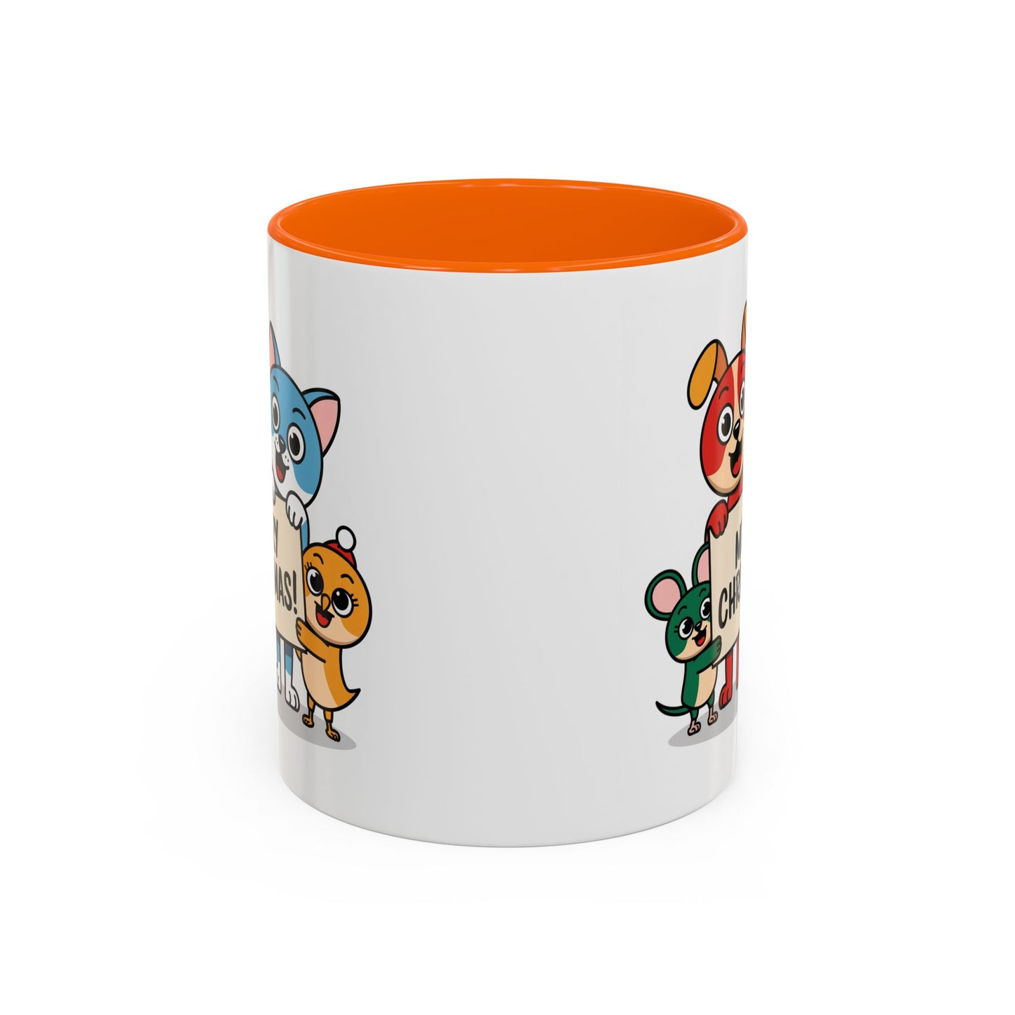 Christmas Mug - Merry Christmas Black Text Mouse Dog Cat Bird