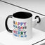 Christmas Mug - Happy Holidays and Merry Christmas Blue Yellow Purple Orange Red Text