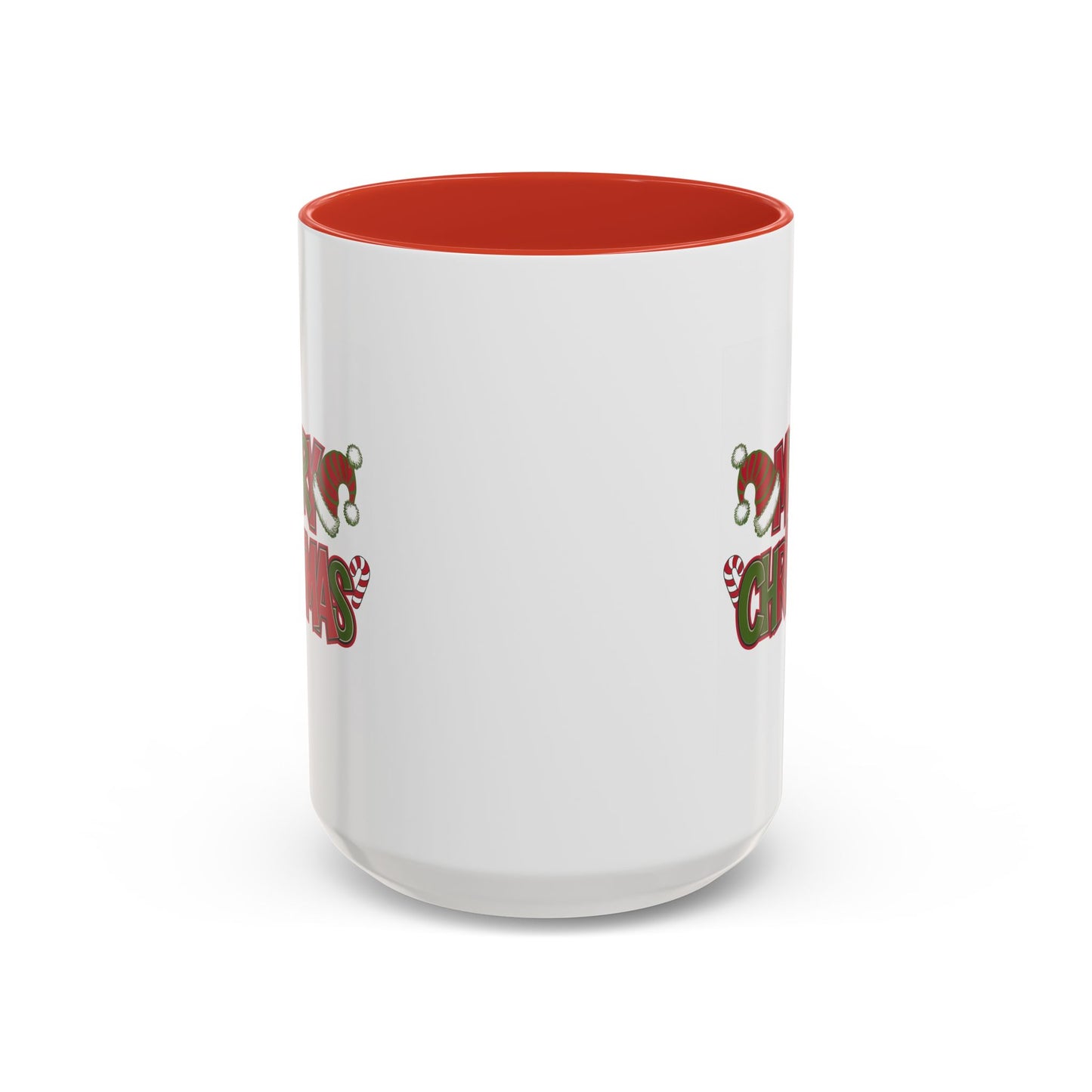 Christmas Mug - Merry Christmas Red & Green Text Hats Candy Canes