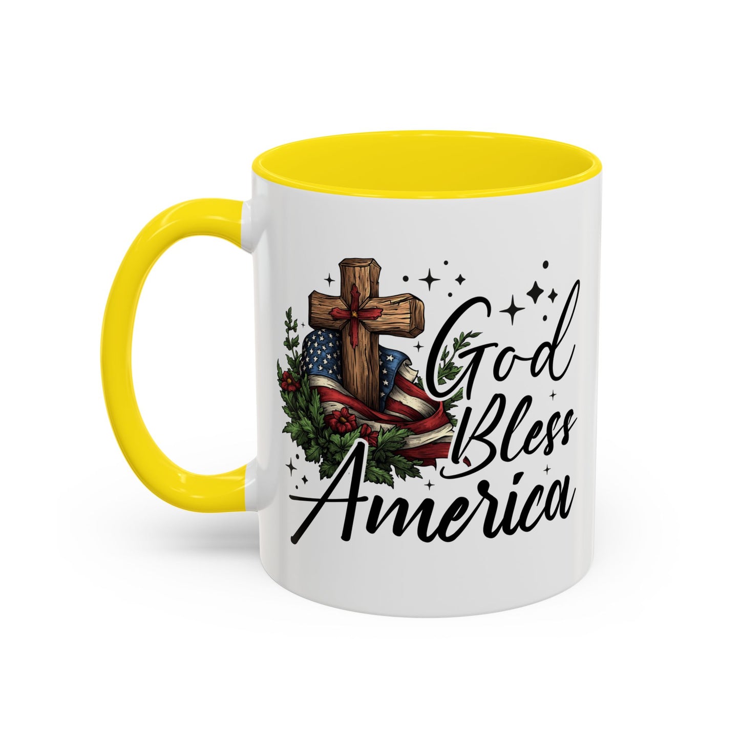 4th of July Mug - God Bless America Cross Flag