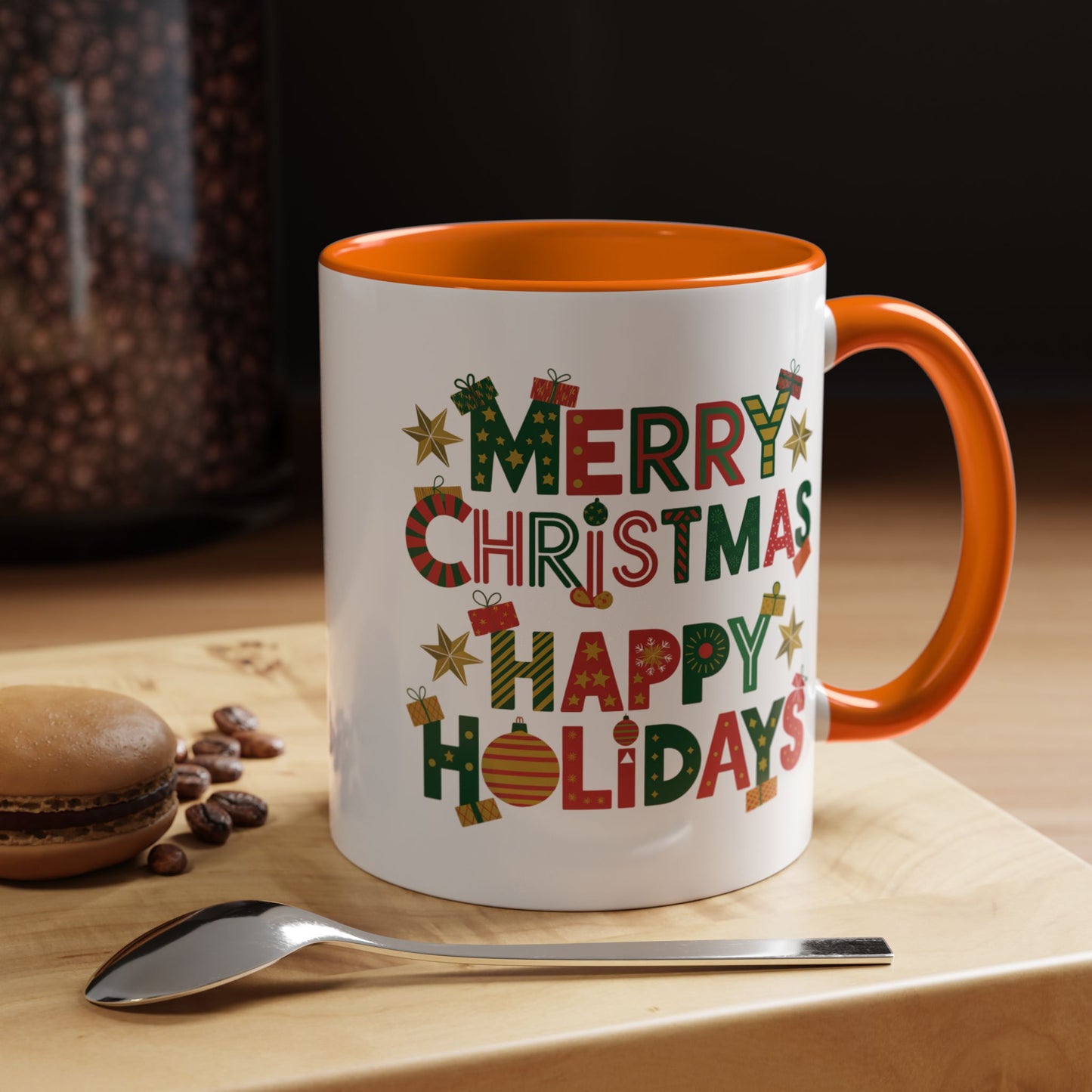 Christmas Mug - Merry Christmas Happy Holidays Decorative Text