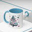 Christmas Mug - Merry Christmas Maroon & Blue Text Tree Hearts Stars