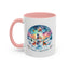Christmas Mug - Merry Christmas Blue Text Snowman Star Reindeer