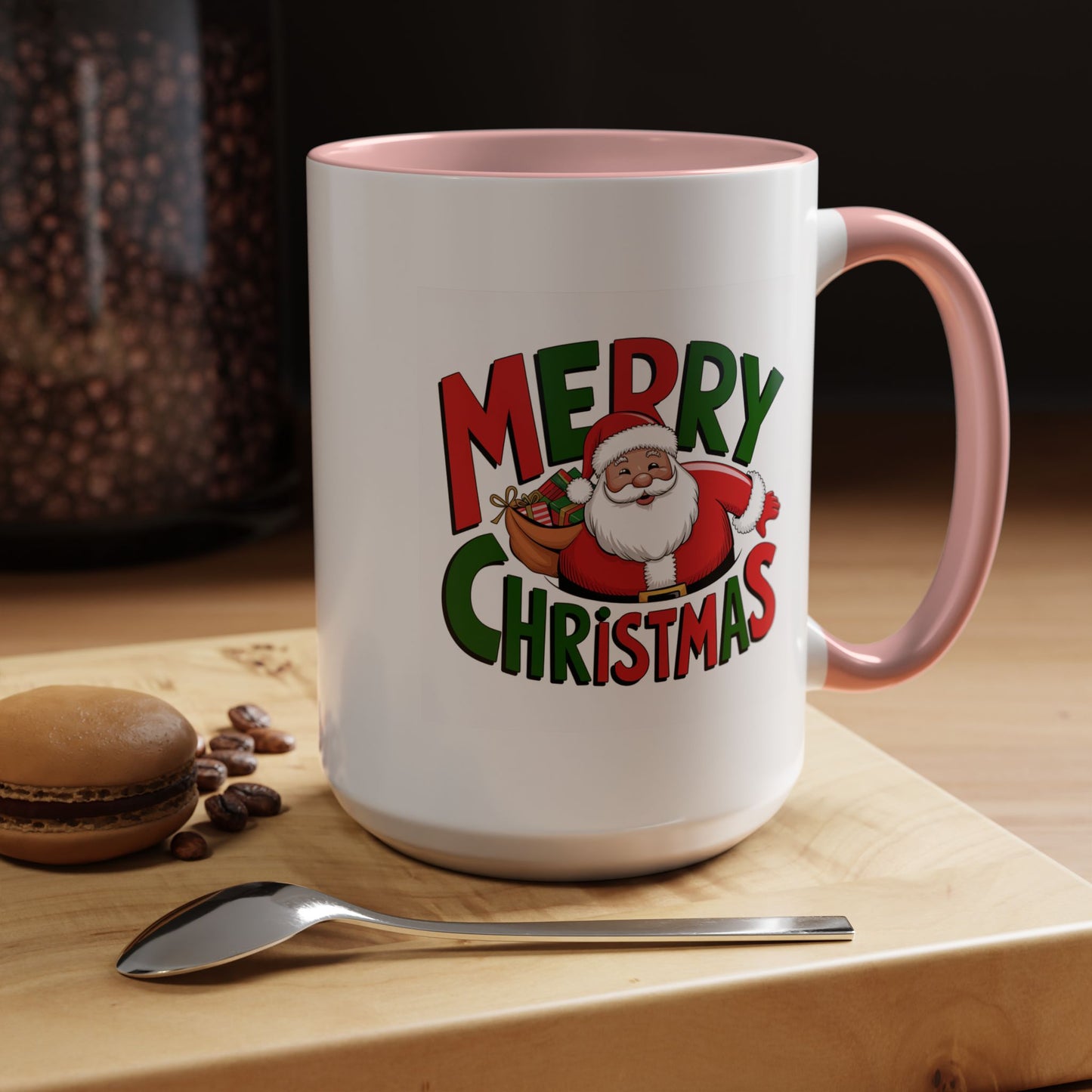 Christmas Mug - Green & Red Text Santa Presents