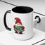 Christmas Mug - Merry Christmas White & Green Text Gnome Lights