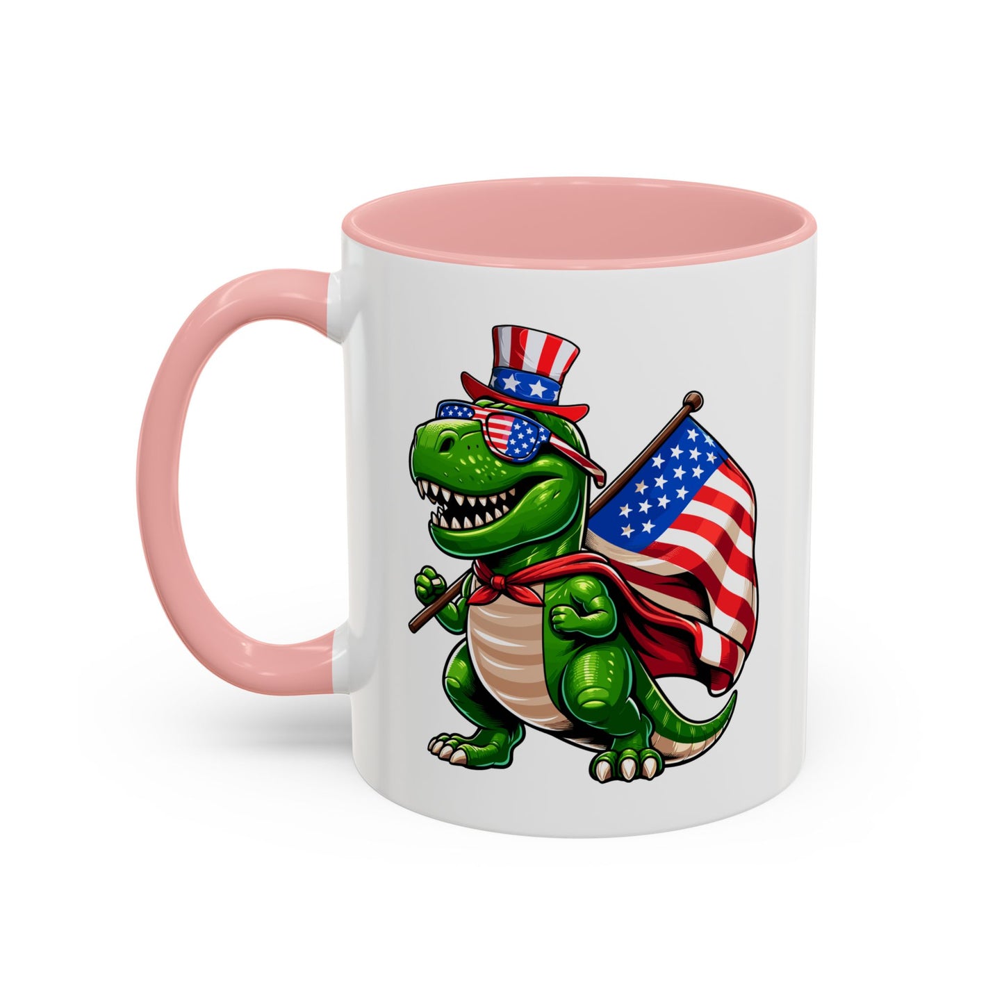 4th of July Mug - T Rex Dinosaur USA Flag