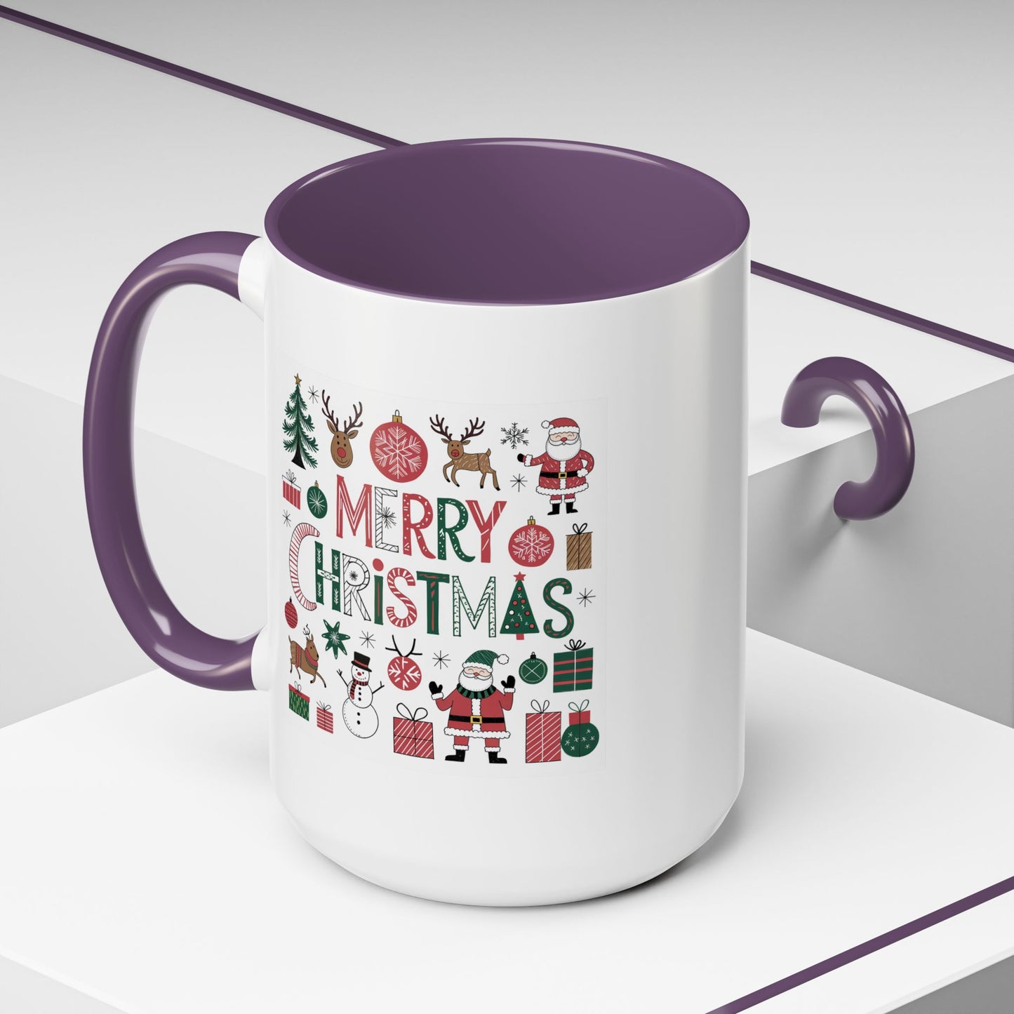 Christmas Mug - Merry Christmas Red White & Green Text Collage