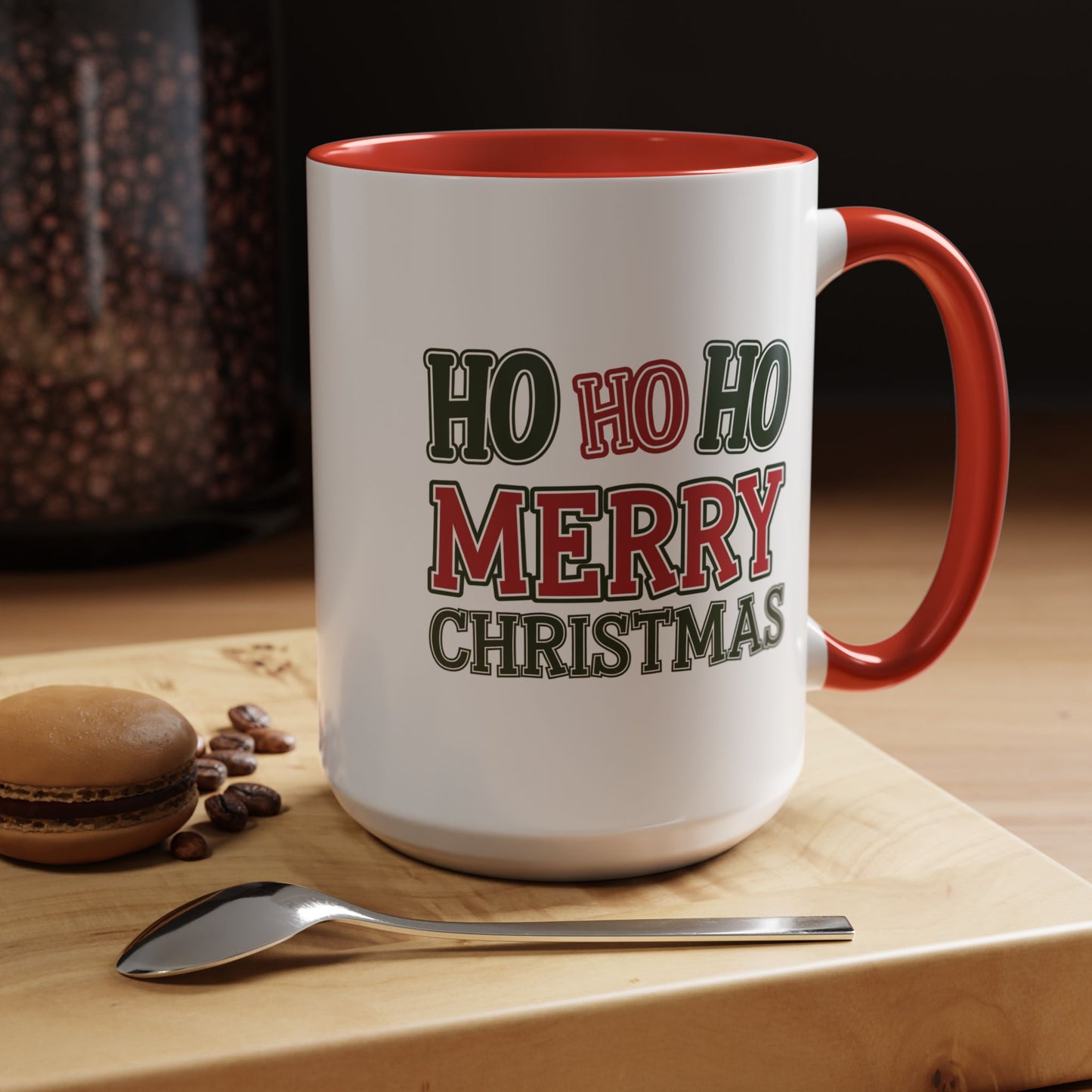 Christmas Mug - Ho Ho Ho Merry Christmas Green & Red Text