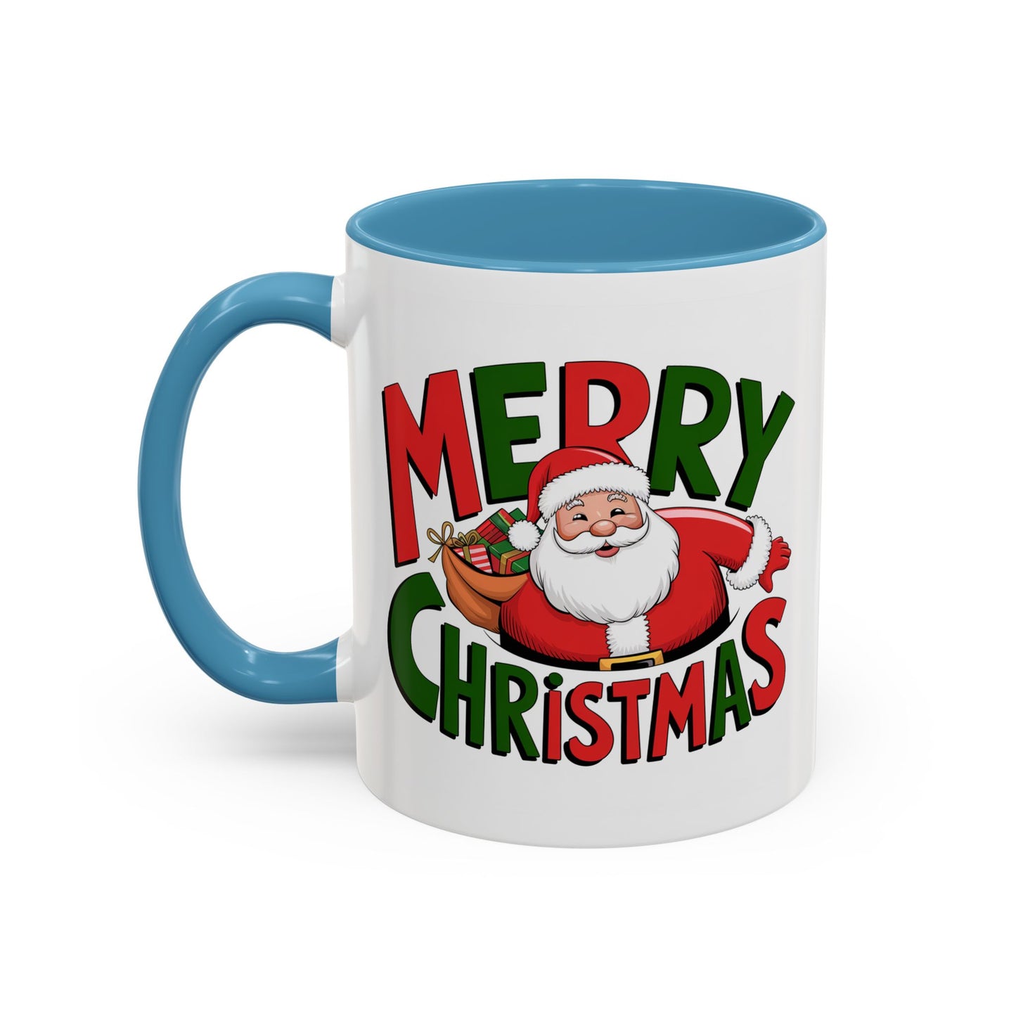 Christmas Mug - Green & Red Text Santa Presents
