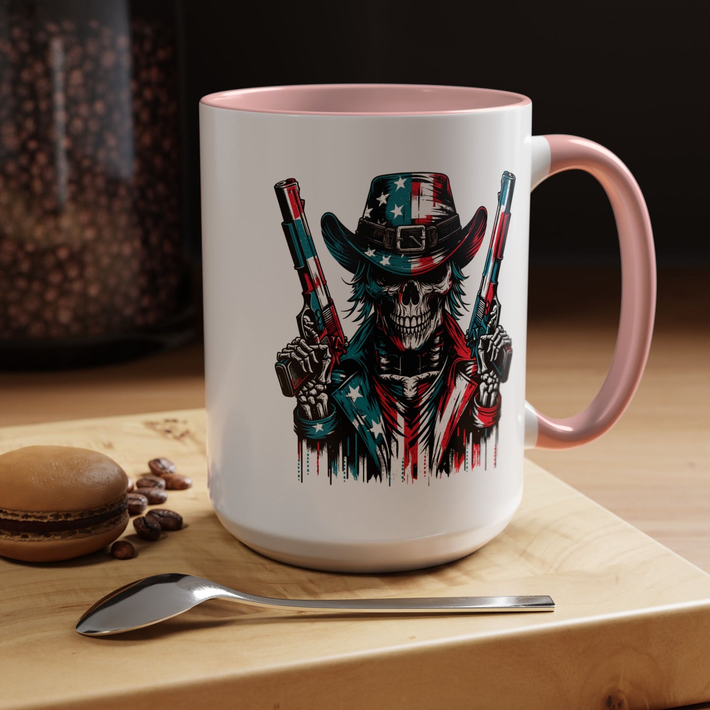 4th of July Mug - Skeleton with American Flag