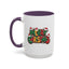 Christmas Mug - Merry Christmas Green Yellow & Red Text Hats