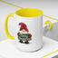 Christmas Mug - Merry Christmas White & Green Text Gnome Lights