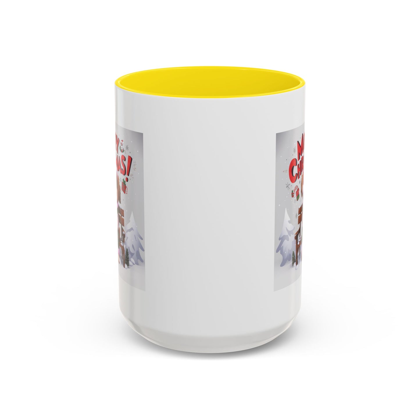 Christmas Mug - Merry Christmas Red Text Puppy Green & Red Top