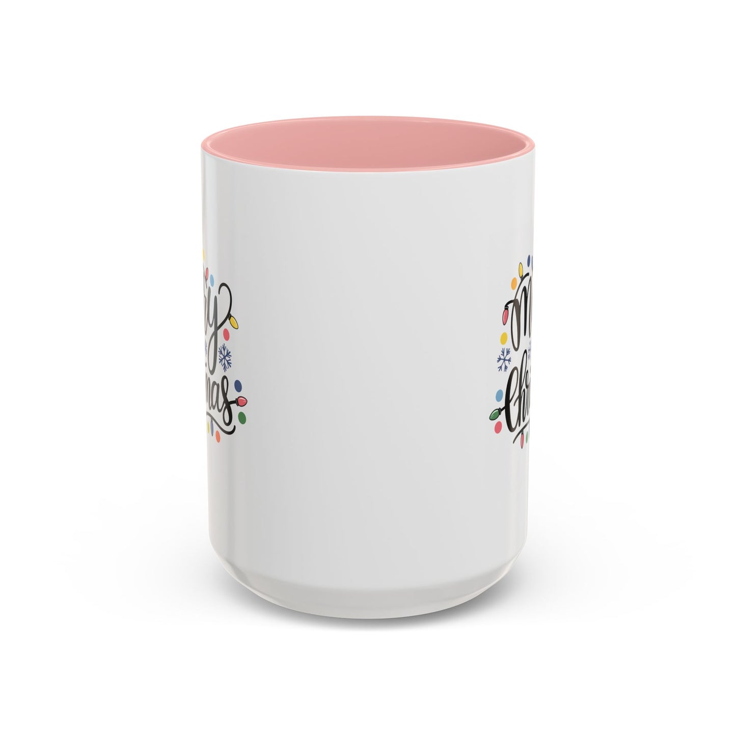 Christmas Mug - Merry Christmas Black Text Colored Lights