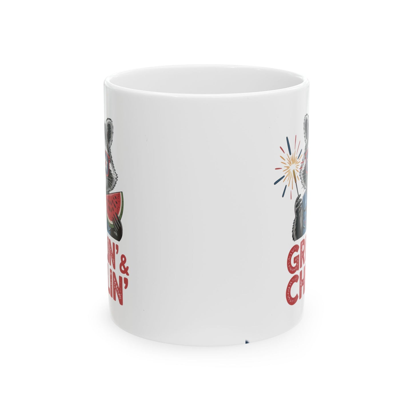 4th of July Mug - Grillin' & Chillin' Racoon