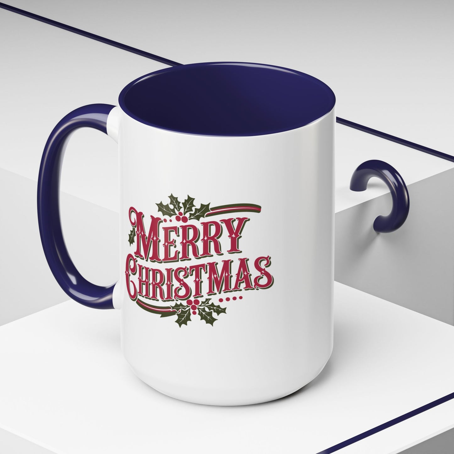 Christmas Mug - Merry Christmas Maroon & Green Text Decorations