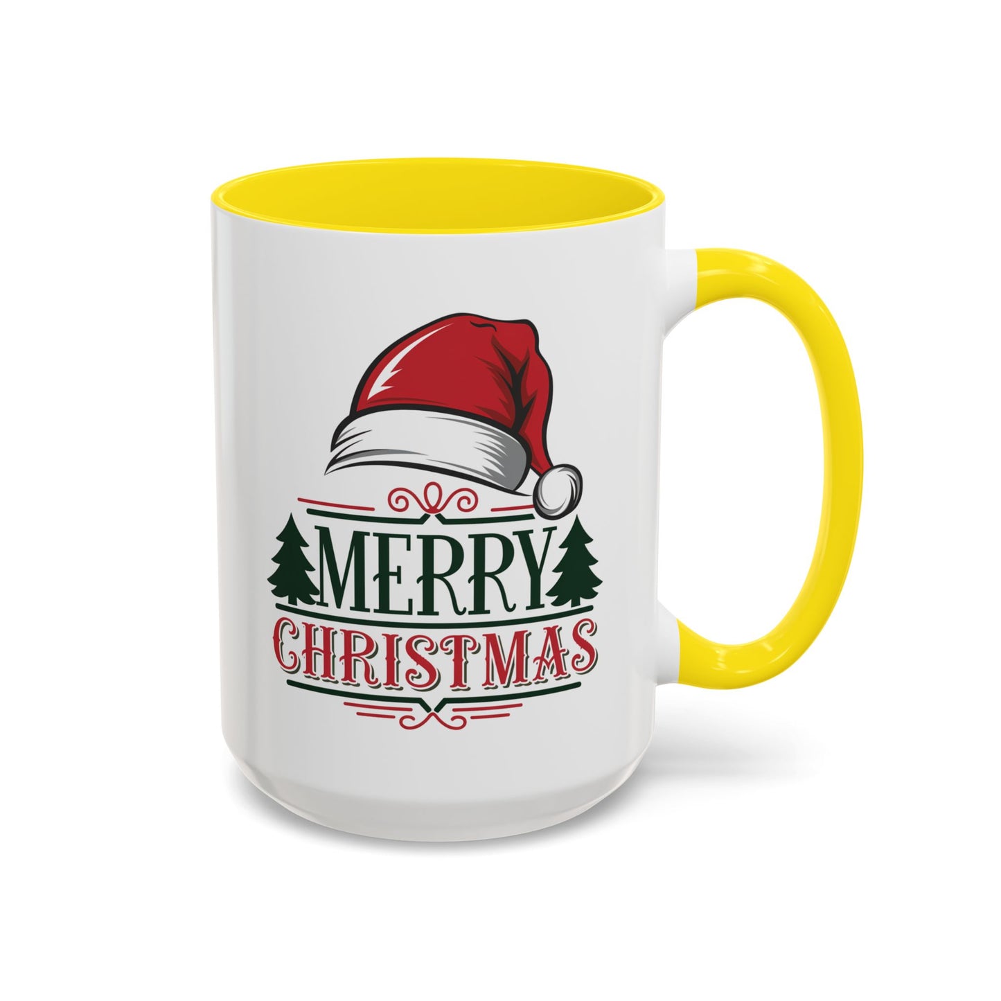 Christmas Mug - Merry Christmas Green & Red Text Red Hat